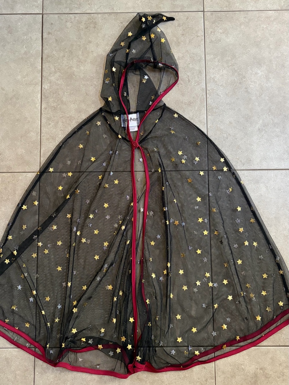 Harry Potter Girls M 7/8 Costume Black Gold Stars Hooded Cape Halloween Costume